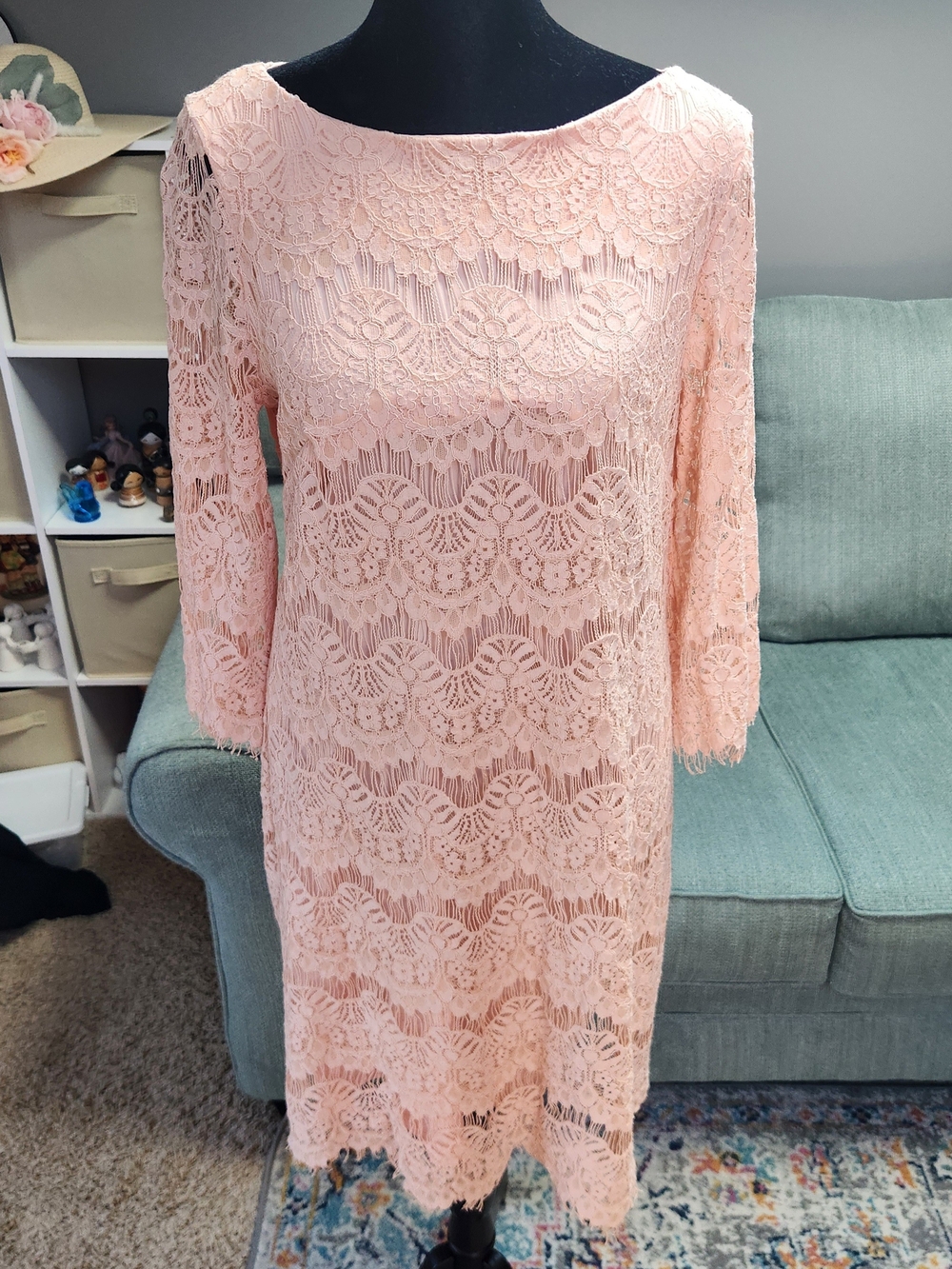 Jessica Howard Women's Pink Lace Shift Dress Size 8 Elegant!